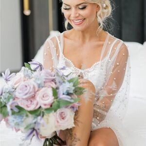 Pearl Sheer Getting Ready Maxi Robe Wedding Bride BRAND NEW